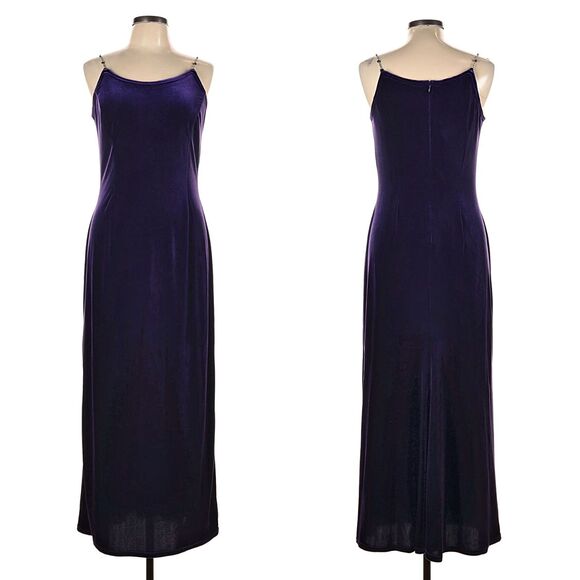 Vintage 90s Scott McClintock Purple Velvet Gown Maxi Dress Whimsygoth Size 5/6 - Picture 9 of 12
